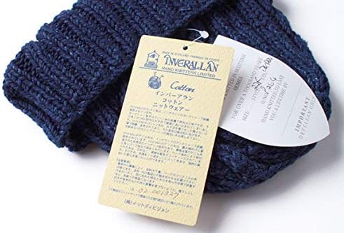 インバーアラン] Denim Yarn Cotton Knit Cap アラン 模様 帽子